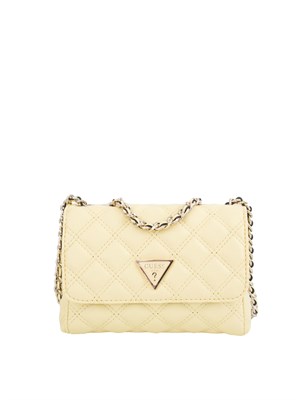 Borsa a tracolla Guess Jeans in similpelle trapuntata gialla e tracolla catena in DONNA