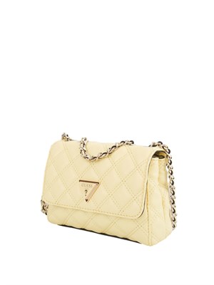 Borsa a tracolla Guess Jeans in similpelle trapuntata gialla e tracolla catena in DONNA