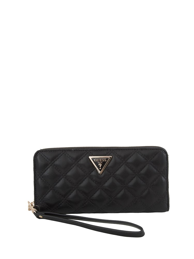 Portafoglio donna Guess Jeans in ecopelle nera con zip ad apertura ampia