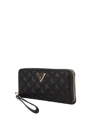 Portafoglio donna Guess Jeans in ecopelle nera con zip ad apertura ampia in DONNA