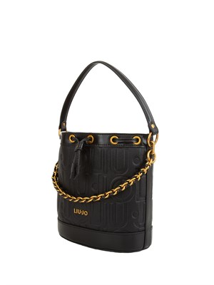Borsa donna Liu Jo secchiello medio in ecopelle nera con logo in DONNA