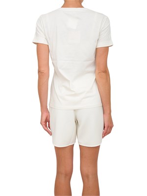 T-shirt Liu Jo donna in cotone bianco con logo rete e strass davanti in DONNA