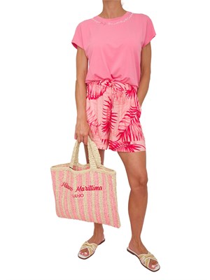 T-shirt rosa Liu Jo donna con stampa lettering sul collo in DONNA