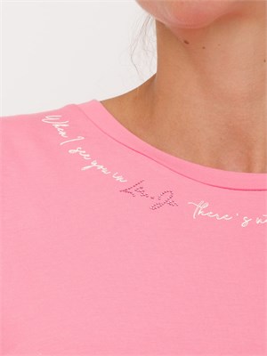 T-shirt rosa Liu Jo donna con stampa lettering sul collo in DONNA