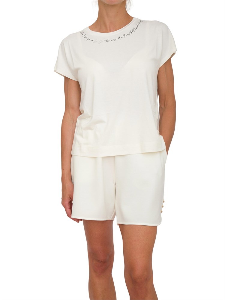 T-shirt bianca Liu Jo donna con stampa lettering sul collo