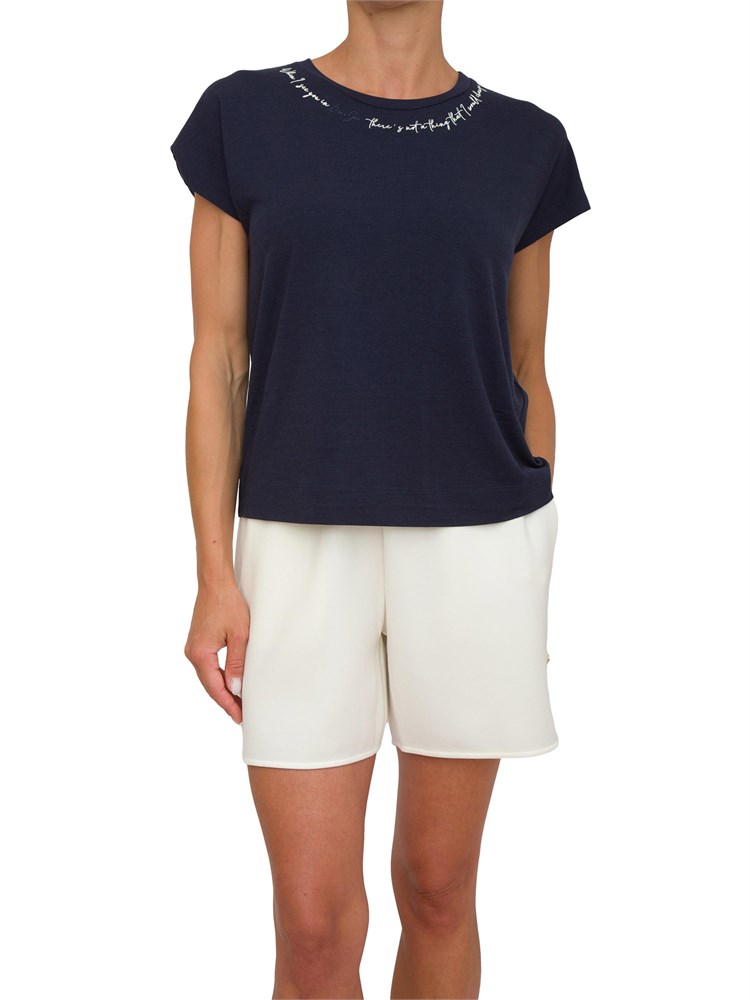 T-shirt nera Liu Jo donna con stampa lettering sul collo