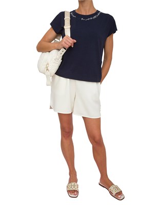 T-shirt nera Liu Jo donna con stampa lettering sul collo in DONNA