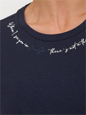 T-shirt nera Liu Jo donna con stampa lettering sul collo in DONNA