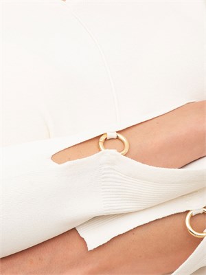 Maglia avorio Nenette con scollo V e maniche con taglio e inserto oro in DONNA