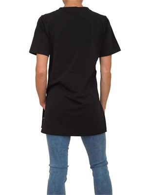T-shirt nera Liu Jo donna con spacchi laterali e bottoni dorati in DONNA