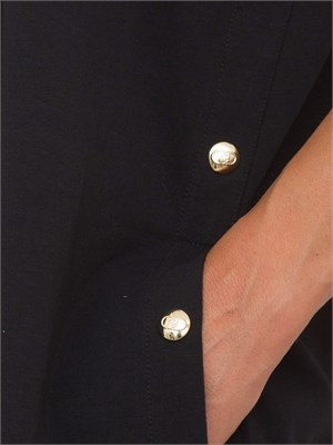 T-shirt nera Liu Jo donna con spacchi laterali e bottoni dorati in DONNA