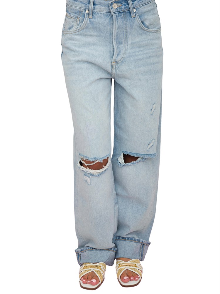 Jeans destroyed Liu Jo donna con lavaggio chiaro effetto used e risvolto