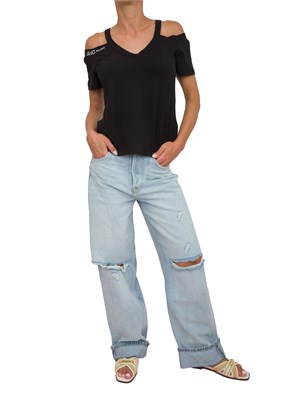 Jeans destroyed Liu Jo donna con lavaggio chiaro effetto used e risvolto in DONNA
