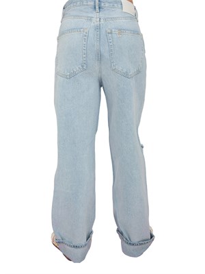 Jeans destroyed Liu Jo donna con lavaggio chiaro effetto used e risvolto in DONNA
