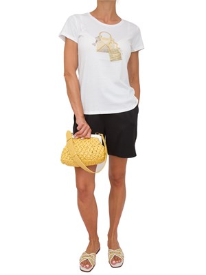 T-shirt bianca Liu Jo donna con stampa grafica e strass in DONNA