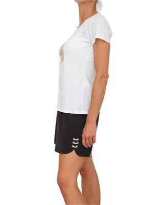 T-shirt bianca Liu Jo donna con stampa grafica e strass in DONNA
