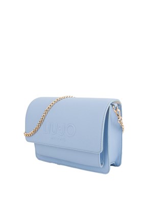 Borsa a tracolla celeste Liu Jo con patta maxi logo e tracolla a catena in DONNA