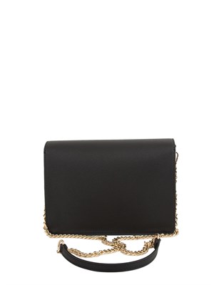 Borsa a tracolla nera Liu Jo con patta maxi logo e tracolla a catena in DONNA