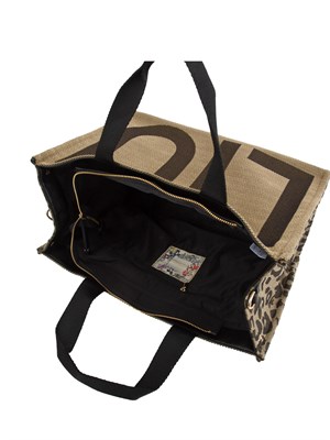Tote bag Liu Jo donna tessuto jacquard beige con maxi logo in DONNA