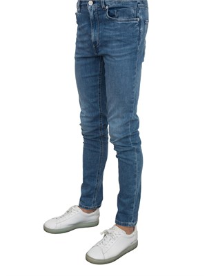 Jeans 5 tasche Siviglia blu denim in cotone stretch in UOMO