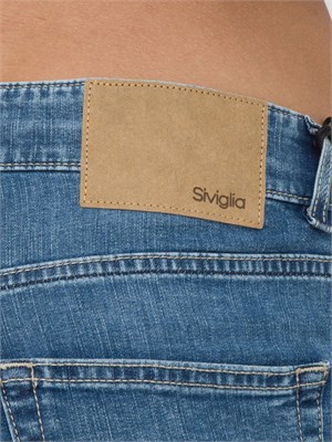 Jeans 5 tasche Siviglia blu denim in cotone stretch in UOMO