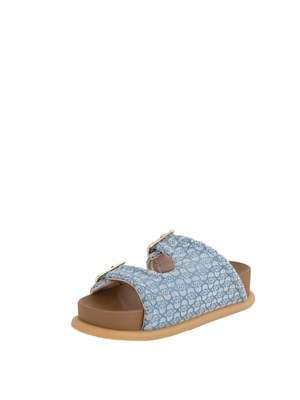 Ciabatte sandalo Liu Jo in denim monogram con fascette bold in DONNA