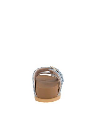 Ciabatte sandalo Liu Jo in denim monogram con fascette bold in DONNA
