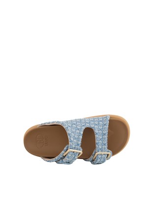 Ciabatte sandalo Liu Jo in denim monogram con fascette bold in DONNA
