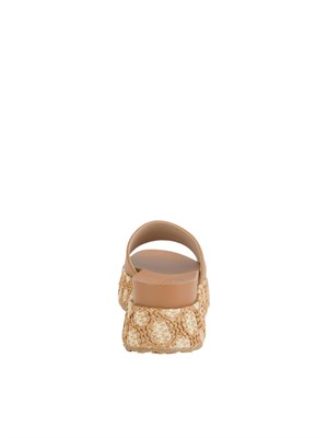 Ciabatte platform marroni Liu Jo in rafia con logo traforato in DONNA