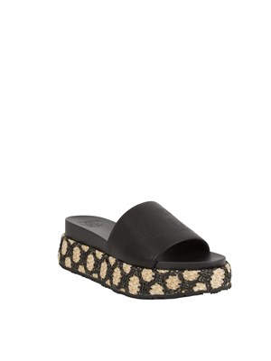 Ciabatte platform nere Liu Jo in rafia con logo traforato in DONNA