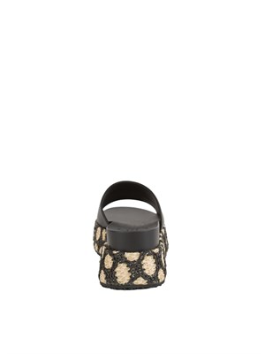 Ciabatte platform nere Liu Jo in rafia con logo traforato in DONNA