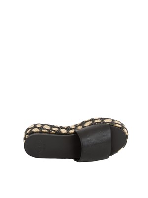 Ciabatte platform nere Liu Jo in rafia con logo traforato in DONNA