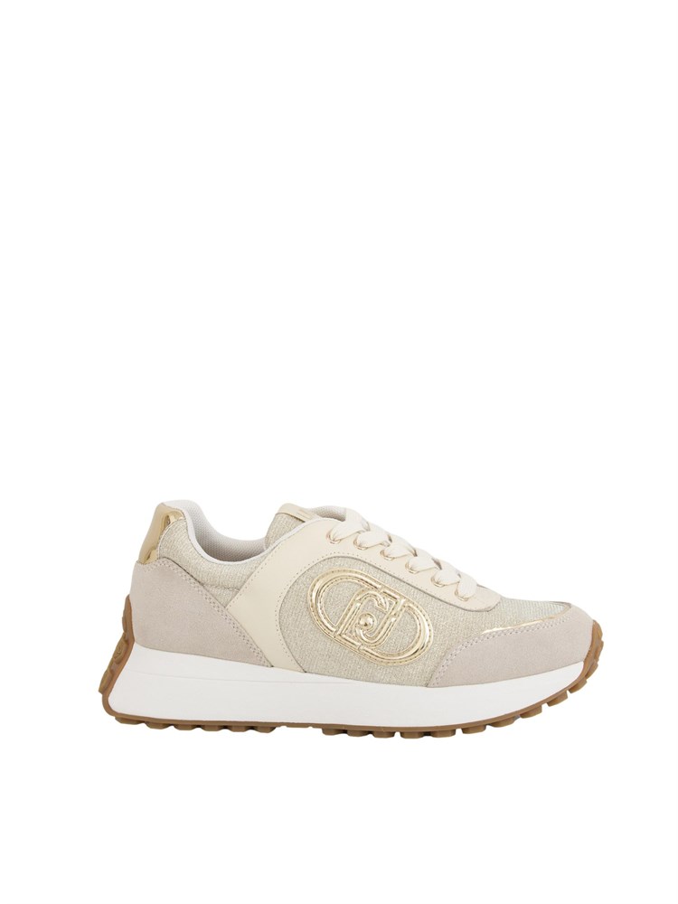 Sneakers beige Liu Jo con logo argento e battistrada sul tallone.