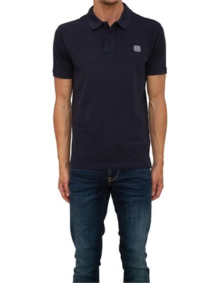 Polo uomo Guess Jeans in piquet di cotone blu con logo ricamato in UOMO