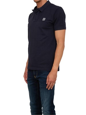 Polo uomo Guess Jeans in piquet di cotone blu con logo ricamato in UOMO