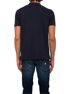 Polo uomo Guess Jeans in piquet di cotone blu con logo ricamato in UOMO