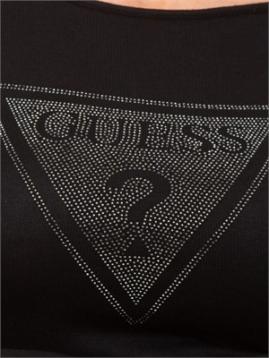 Maglia nera manica lunga Guess Jeans logo triangolo davanti in DONNA
