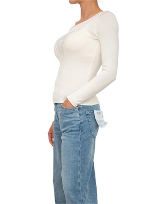 Maglia bianca manica lunga Guess Jeans logo triangolo davanti in DONNA