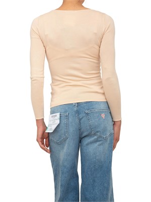 Maglia cipria manica lunga Guess Jeans logo triangolo davanti in DONNA