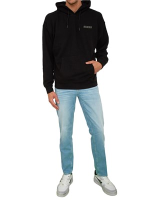 Felpa nera uomo Guess Jeans con cappuccio in UOMO