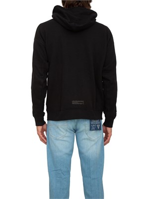 Felpa nera uomo Guess Jeans con cappuccio in UOMO