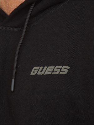 Felpa nera uomo Guess Jeans con cappuccio in UOMO