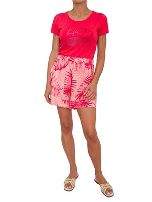 T-shirt rossa Liu Jo donna con grande logo strass in DONNA