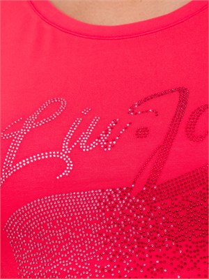 T-shirt rossa Liu Jo donna con grande logo strass in DONNA