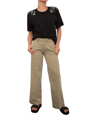 Jeans chino Guess Jeans verde army modello cropped a gamba larga in DONNA