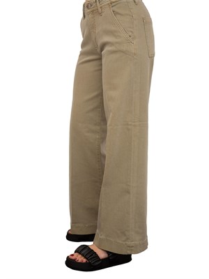 Jeans chino Guess Jeans verde army modello cropped a gamba larga in DONNA