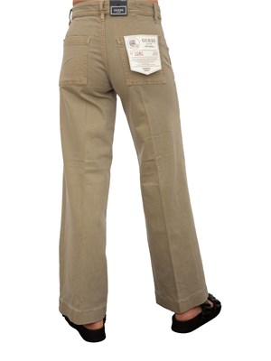 Jeans chino Guess Jeans verde army modello cropped a gamba larga in DONNA