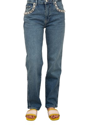 Jeans donna cinque tasche Guess Jeans con inserti gioiello su tasche frontali in DONNA