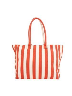 Shopping bag Liu Jo donna a righe rosa e rosse con patch logo in DONNA