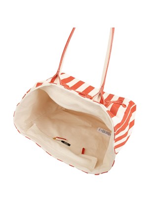 Shopping bag Liu Jo donna a righe rosa e rosse con patch logo in DONNA